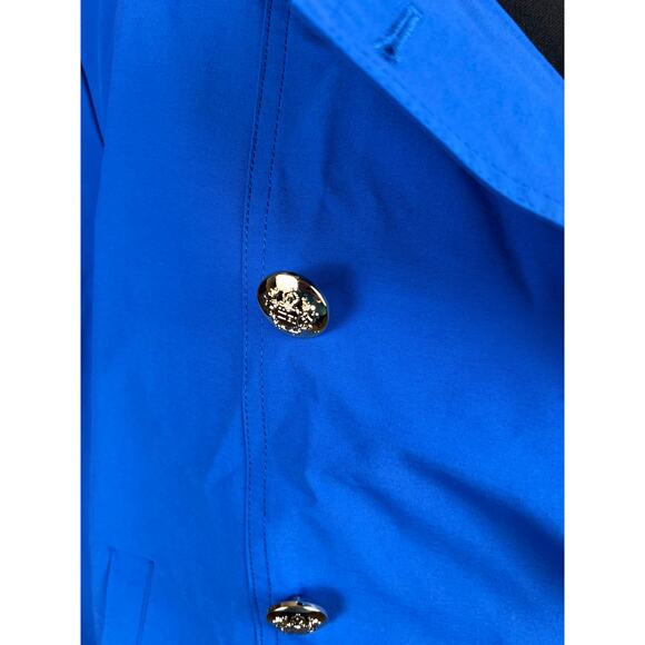 QVC Dennis Basso Double Breasted Trench Coat Pop Color Detail BLUE NWOT SIZE M - Picture 3 of 7